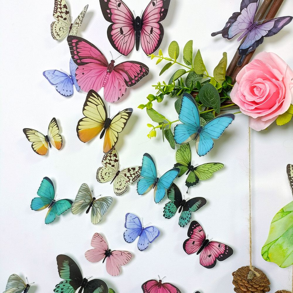 Art And Craft For Nursery - Künstliche Schmetterling-Wandaufkleber aus PVC, bunte, realistische
