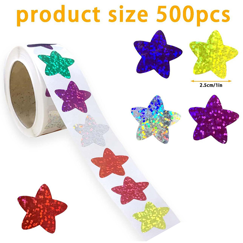 School Of Art X Craft - 500 Stück/Rolle bunte Sternaufkleber für Kinder,