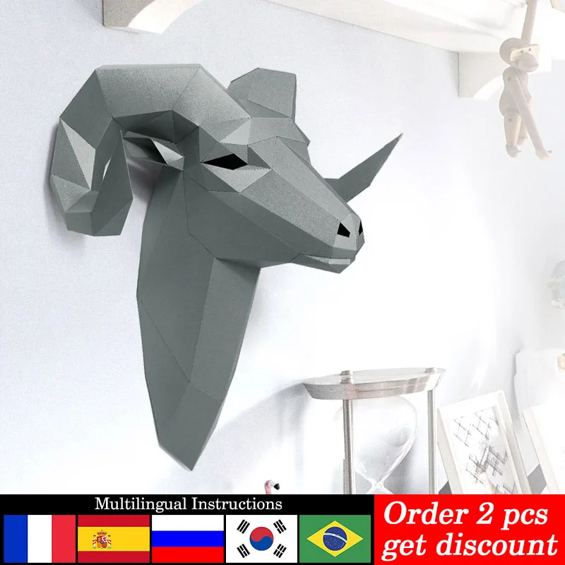 Art Craft Cardboard - Vorgeschnittenes Bighorn Wild Sheep Tier Wanddekoration
