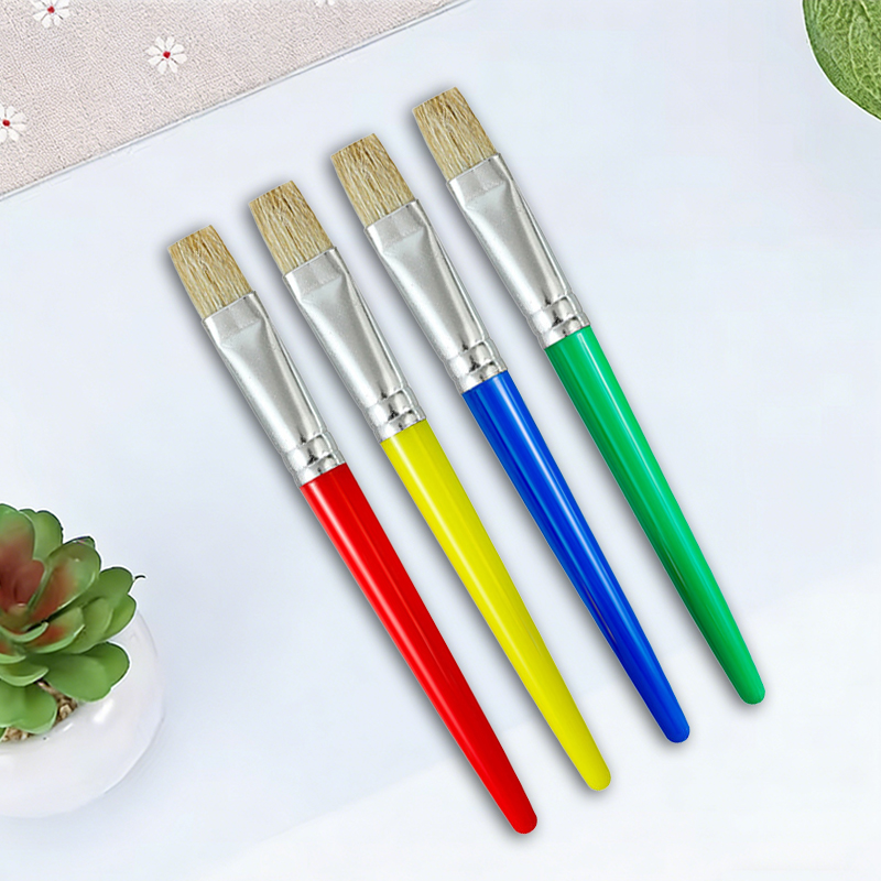 Gouache Paint Set - 4-teiliges Set Flachpinsel mit Bunten Griffen