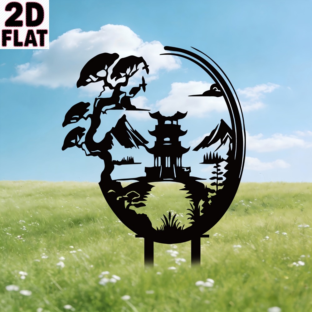 Art Craft Bar - CIFBUY Chinesischer Pavillon, Metall-Wandkunst, wasserdicht, langlebig,