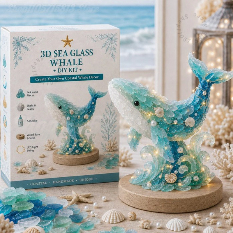 Art Craft Kit - Weihnachts-DIY-Set für Meeresglas-Handwerk mit LED-Licht, Gestalten