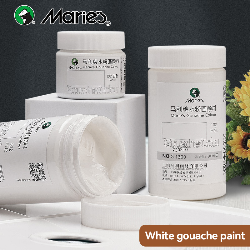 Gouache Paint Set - Weiße Gouachefarbe, 100 ml/300 ml Flaschen,