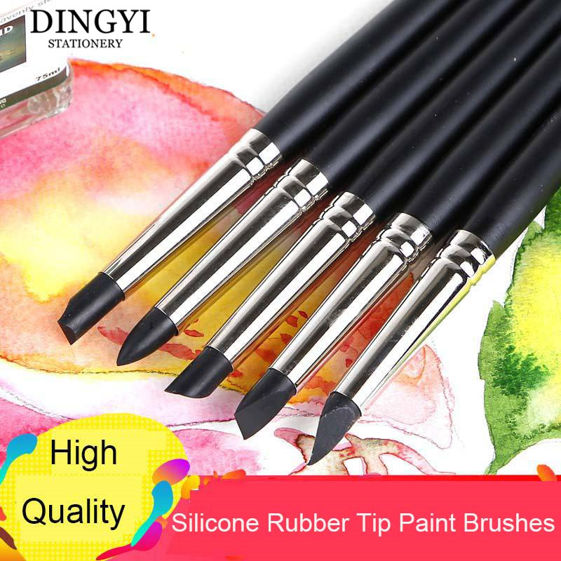 Gouache Paint Set - 5 Stück Pinsel mit Silikonkautschukspitze für