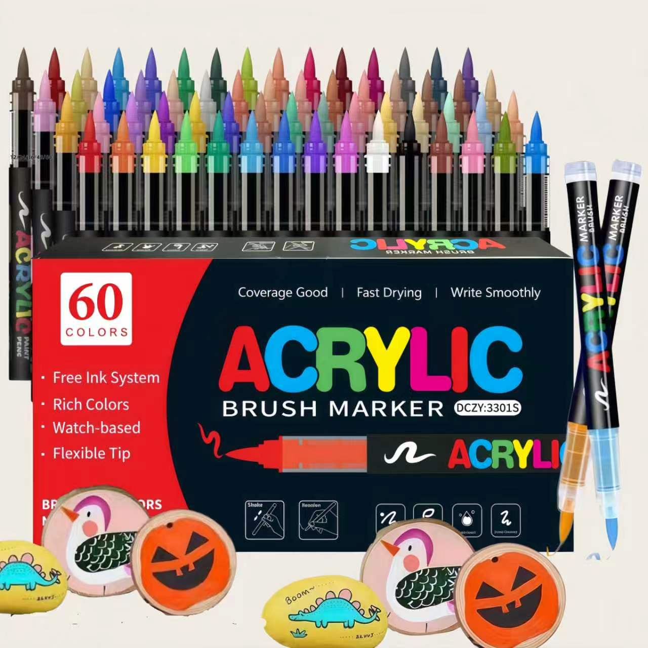 Art Craft Kit - 12-120 Farben Acryl-Farbstifte Marker mit Pinselspitze