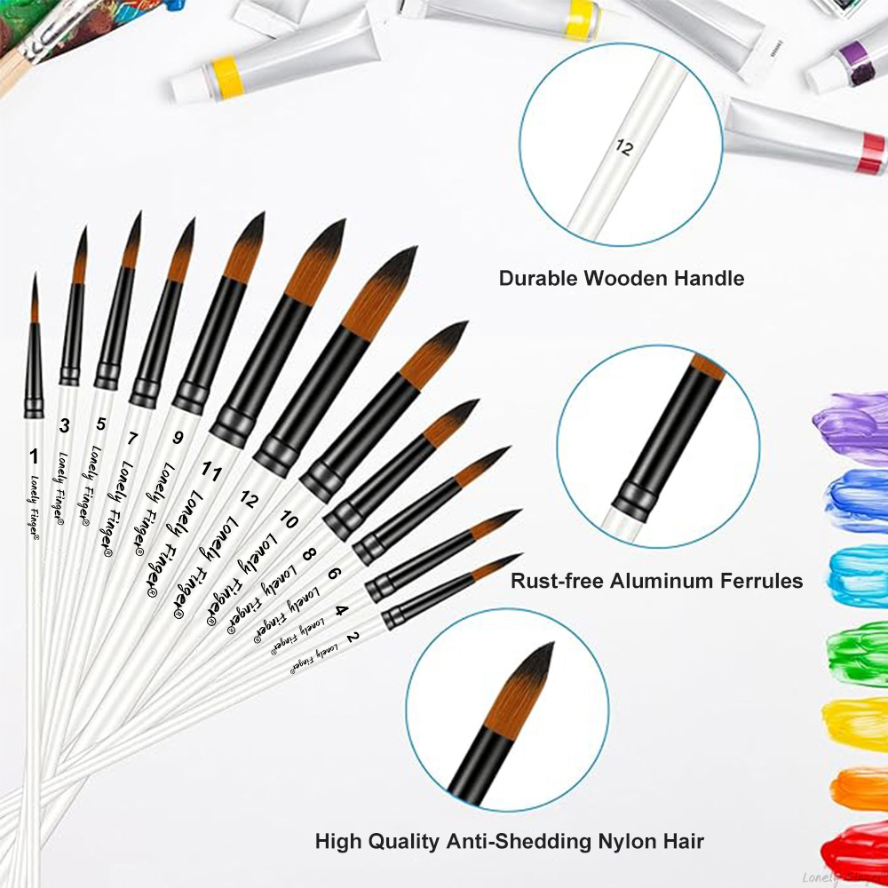 12-teiliges weißes Nylon-Künst – Gouache Paint Set Bewertung und Preis